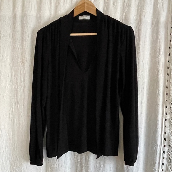 Aritzia Babaton Dressy Black Longsleeve Blouse - Picture 1 of 7
